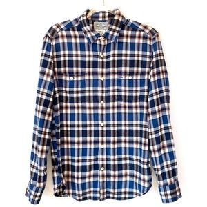 Lucky Brand Men’s Orange Blue Plaid Shirt - Small